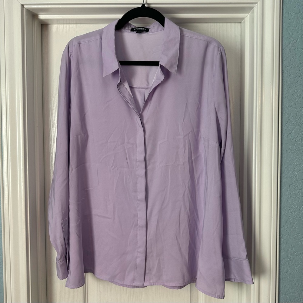 Express Portofino Lilac Button-Up Shirt